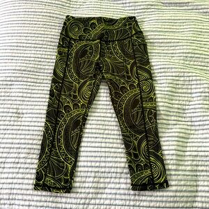 CVG Black/Neon Yellow Leggings, Capri Length